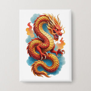 Chinese Red Dragon Fiery Illustration-67561 Button