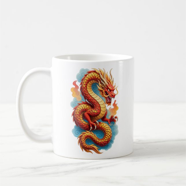 Chinese Red Dragon Fiery Illustration-67561 Coffee Mug (Left)