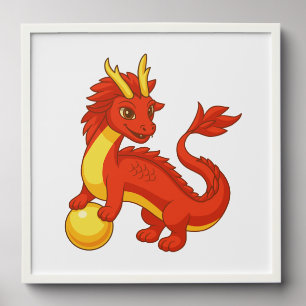 Chinese Red Dragon Peel And Stick Photo Tile