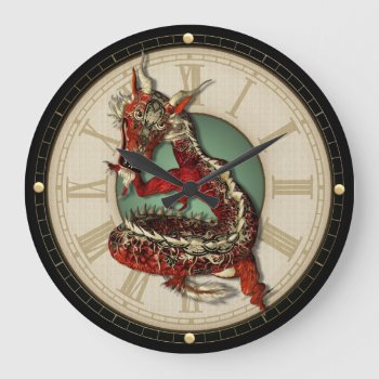 Chinese Red Dragon Wall Clock by TheClockShop at Zazzle