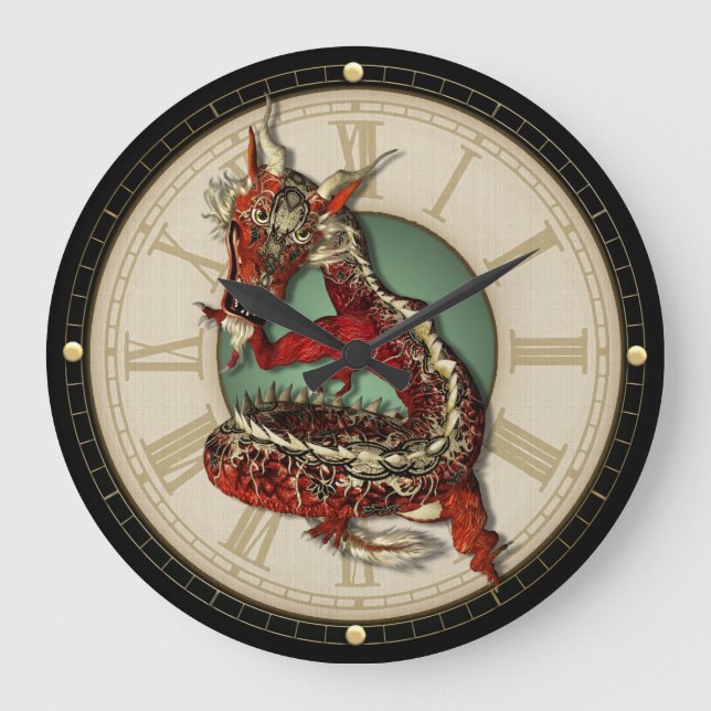 Chinese Red Dragon Wall Clock (Front)