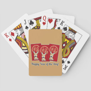 Chinese Red Envelope Lucky Corgi Year of the Dog Poker Cards