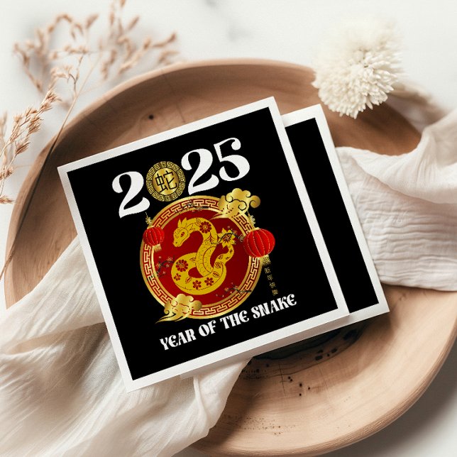 Chinese red Gold Happy Lunar New Year Of The Snake Napkins (Creator Uploaded)