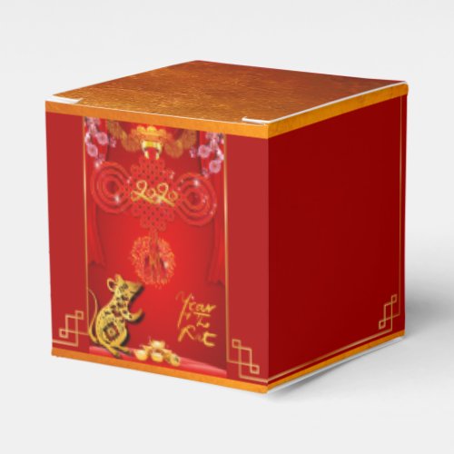 Chinese Red Knot Rat Year 2020 Cube Favor Box