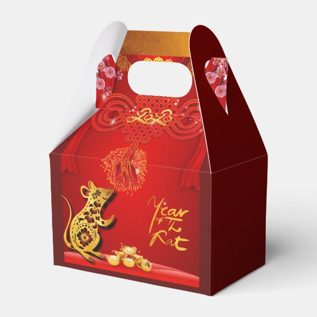 Chinese Red Knot Rat Year 2020 Gable Favor Box (Front Side)