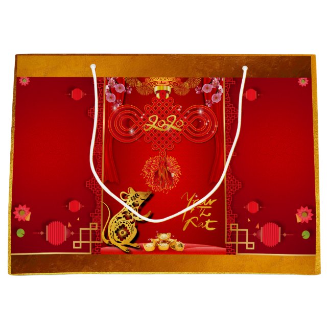 Chinese Red Knot Rat Year 2020 L Gift Bag (Front)