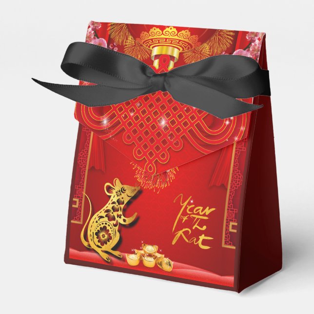 Chinese Red Knot Rat Year 2020 Tent Favor Box (Front Side)