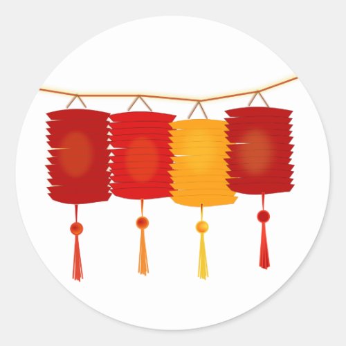 Chinese red lanterns New Year good luck graphic Classic Round Sticker