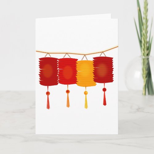 Chinese red lanterns New Year good luck graphic Holiday Card