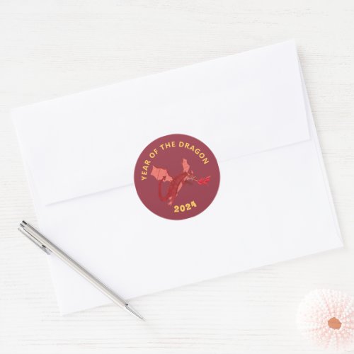 Chinese Red Lunar New Year Dragon Classic Round Sticker