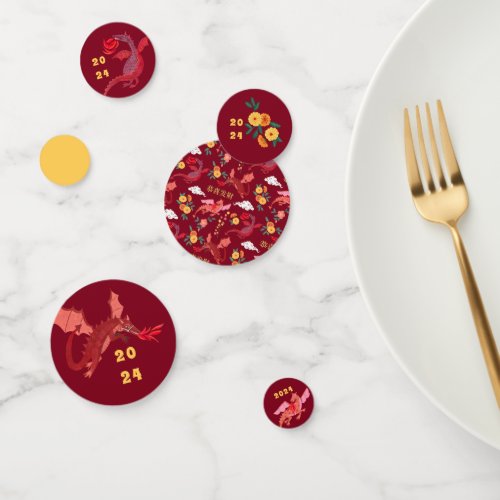 Chinese Red Lunar New Year Party Confetti