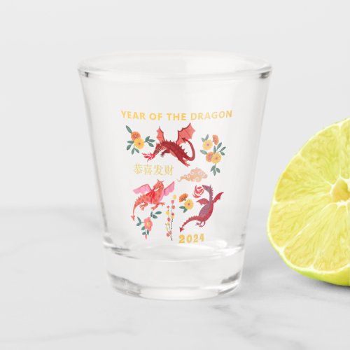 Chinese Red Lunar New Year Party Shot Glass