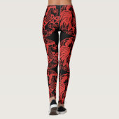 Chinese Red Papercut of Rooster 2017 Leggings (Back)