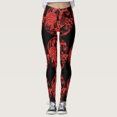 Chinese Red Papercut of Rooster 2017 Leggings (Front)