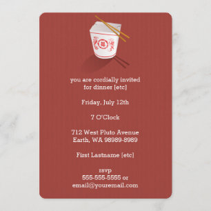 Chinese Restaurant Takeout Box Invitation