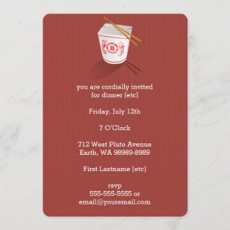 Chinese Restaurant Takeout Box Invitation