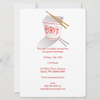 Chinese Restaurant Takeout Box Invitation