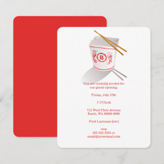 Chinese Restaurant Takeout Box Invitation