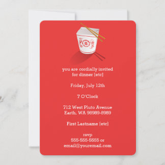 Chinese Restaurant Takeout Box Invitation