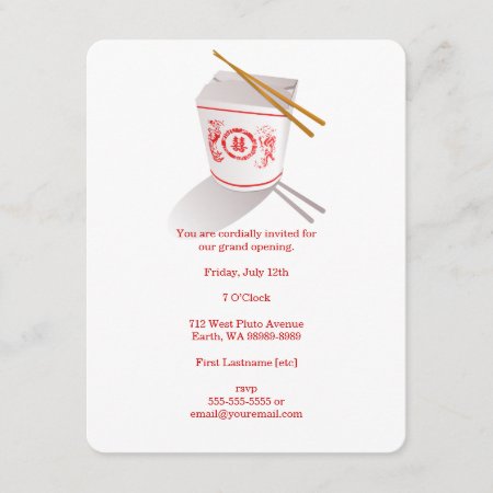 Chinese Restaurant Takeout Box Invitation