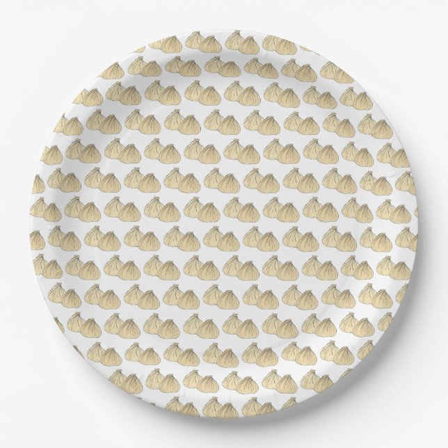 Chinese Restaurant Takeout Food Shumai Dumplings Paper Plates (Front)