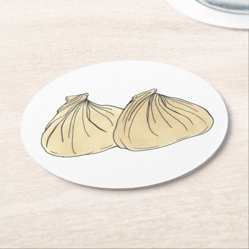 Chinese Restaurant Takeout Food Shumai Dumplings Round Paper Coaster