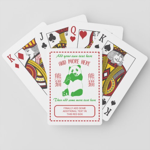 Chinese Restaurant Takeout Menu Custom Text Poker Cards