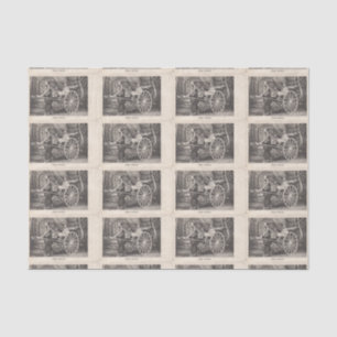 Chinese Rickshaw Antique Photo Postcard Tissue Paper