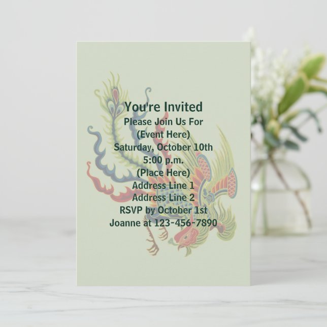 Chinese Rooster Art Design Party Invitation (Standing Front)
