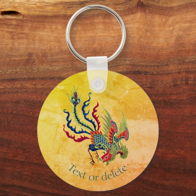 Chinese Rooster Art Design Personalized Keychain (Front)