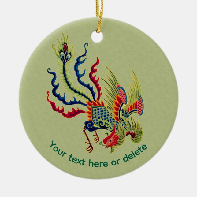 Chinese Rooster Art Personalized Ceramic Ornament (Front)