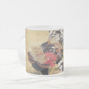 Chinese Rooster New Year 2017 Japanese Art glass M Frosted Glass Coffee Mug