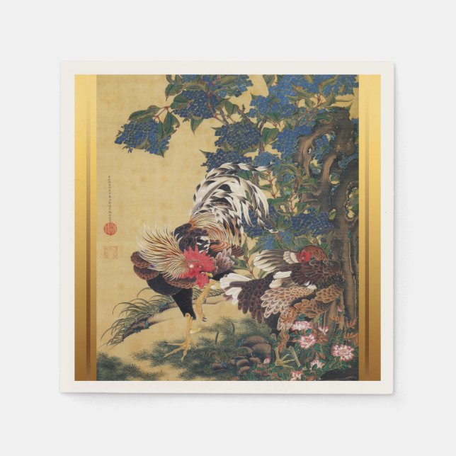 Chinese Rooster New Year 2017 Japanese Art Paper N Napkins (Front)