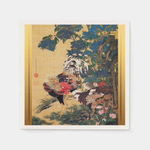 Chinese Rooster New Year 2017 Japanese Art Paper N Paper Napkins