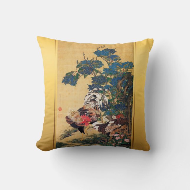Chinese Rooster New Year 2017 Japanese Art Pillow1 Throw Pillow (Front)