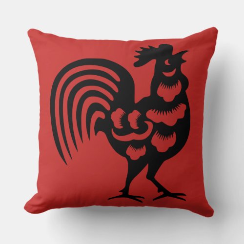 Chinese Rooster Throw Pillow