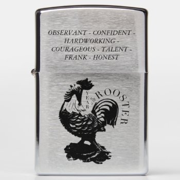 Chinese Rooster Year Personality Zodiac Birthday Z Zippo Lighter by 2017_Year_of_Rooster at Zazzle