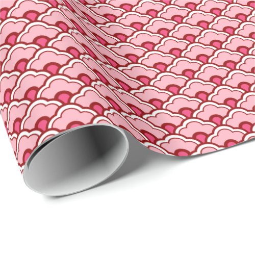 Chinese Scallops Fuchsia and Light Pink Wrapping Paper