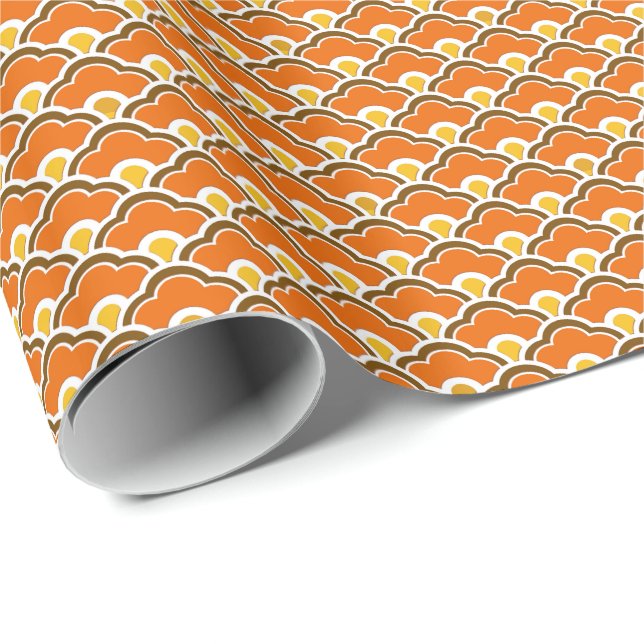 Chinese Scallops, Mandarin Orange  Wrapping Paper (Roll Corner)