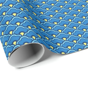 Chinese Scallops, Ocean Blue and Indigo Wrapping P Paper