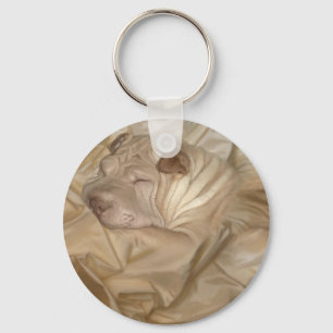 Chinese Shar Pei Camouflaged in Wrinkles Keychain