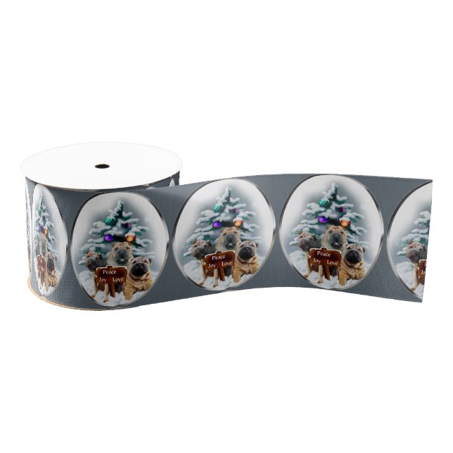 Chinese Shar-pei Christmas Grosgrain Ribbon (Spool)