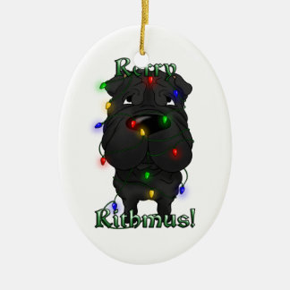 Chinese Shar-Pei - Christmas Lights Ceramic Ornament