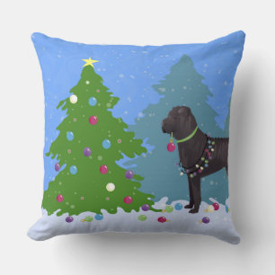 Chinese Shar-Pei Decorating Christmas Tree -forest Throw Pillow