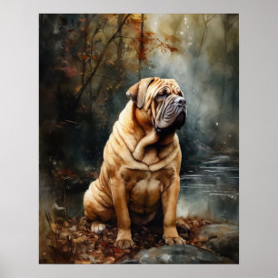 Chinese Shar-Pei Dog Art Print Poster