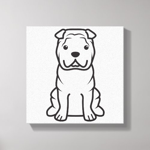 Chinese Shar_Pei Dog Cartoon Canvas Print