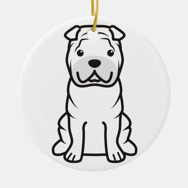 Chinese Shar-Pei Dog Cartoon Ceramic Ornament (Front)