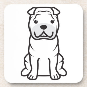 Chinese Shar-Pei Dog Cartoon Drink Coaster