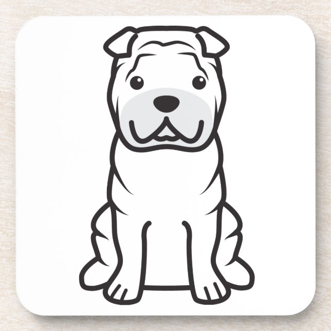 Chinese Shar-Pei Dog Cartoon Drink Coaster (Front)