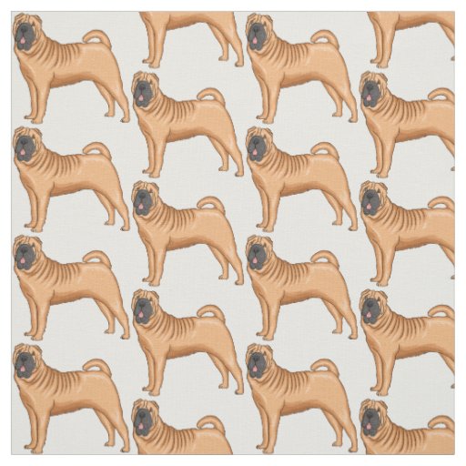 Chinese Shar-Pei dog cartoon Fabric